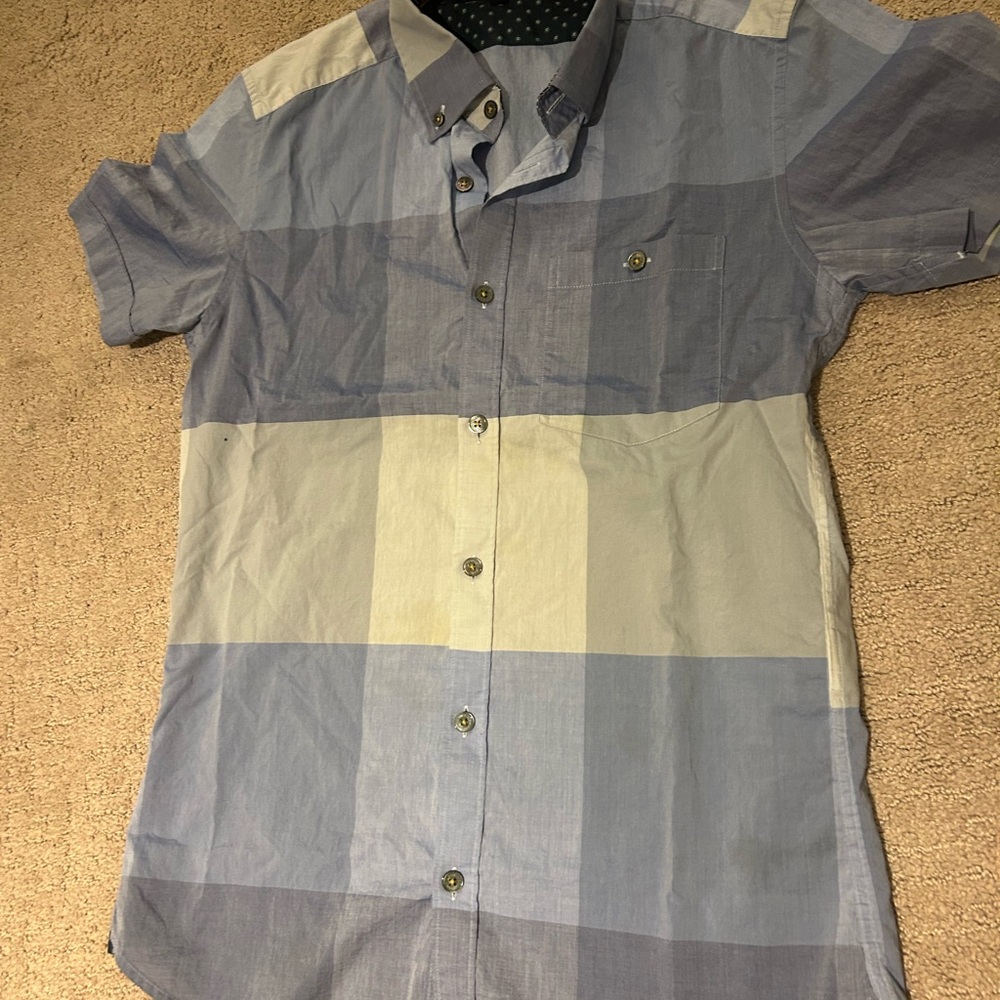 Ted Baker Men's Blue Checkered Shirt Size 1